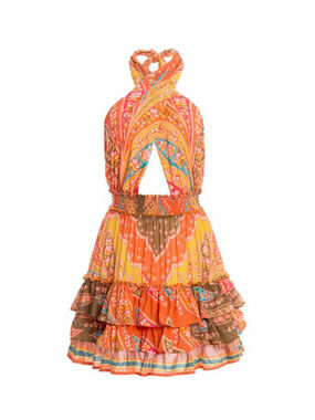 AGUA BENDITA Lula Maona Mini Dress Medium Backless Cross Neck A-Line Summer